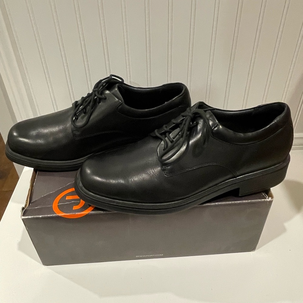 Rockport Men’s 9W Wide Black Leather Oxford Dress Shoe New in Box